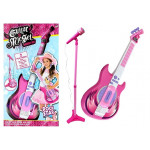 Gitara s mikrofónom na stojane Rock Star - ružová